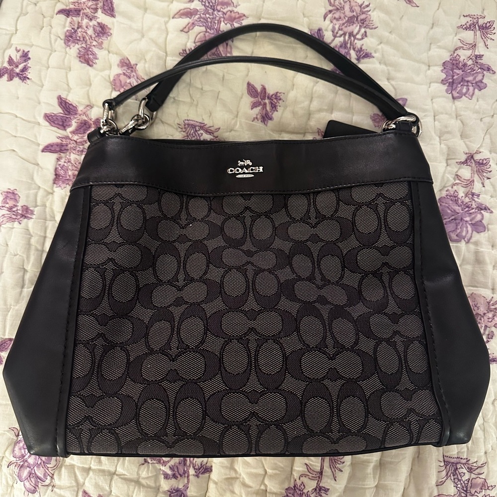 Coach Lexi Laquard and Leather Shoulder Bag